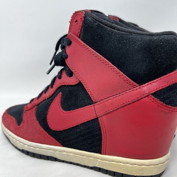 Nike Dunk Sky Hi Women's Size 8 Hidden Wedge Heels Black Red Shoes 528899-016 - Picture 8 of 13